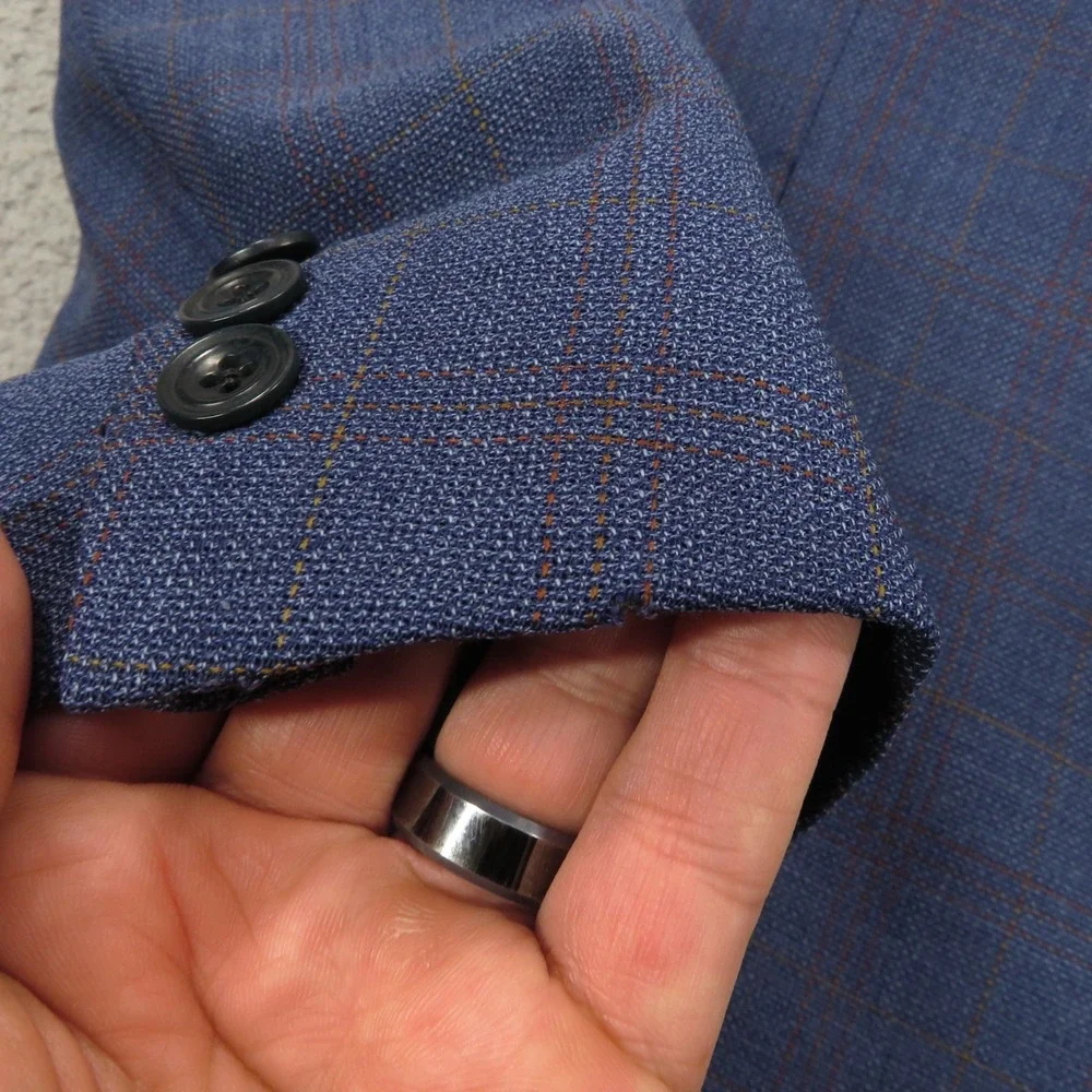Lubiam Blazer 48R High Twist Virgin Wool 3/2 Roll Check Sport Coat LMB 1911 Mens